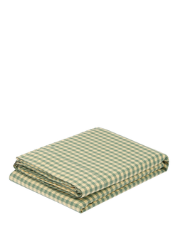 Piglet in Bed Colour Drenched Gingham Linen Blend Flat Sheet - view 2, Green/Butter Yellow