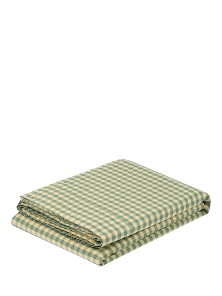 Piglet in Bed Colour Drenched Gingham Linen Blend Flat Sheet - view 2, Green/Butter Yellow