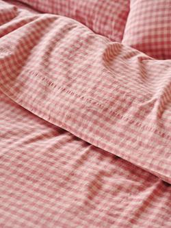 Piglet in Bed Colour Drenched Gingham Linen Blend Flat Sheet, Dusty Pink/Rose