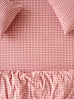 Piglet in Bed Colour Drenched Gingham Linen Blend Fitted Sheet, Dusty Pink/Rose