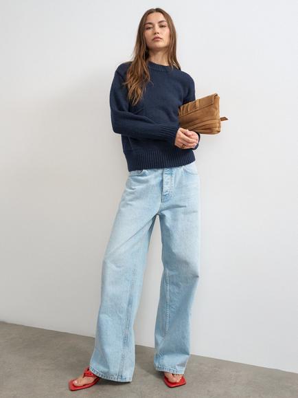 Topshop Oversized Pocket Jumper, Navy, Navy