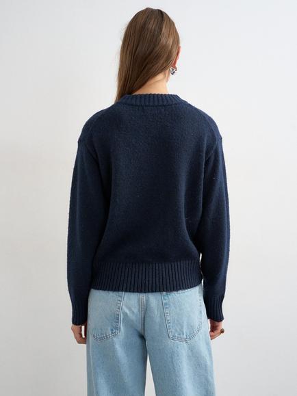 Topshop Oversized Pocket Jumper, Navy - view 2, Navy