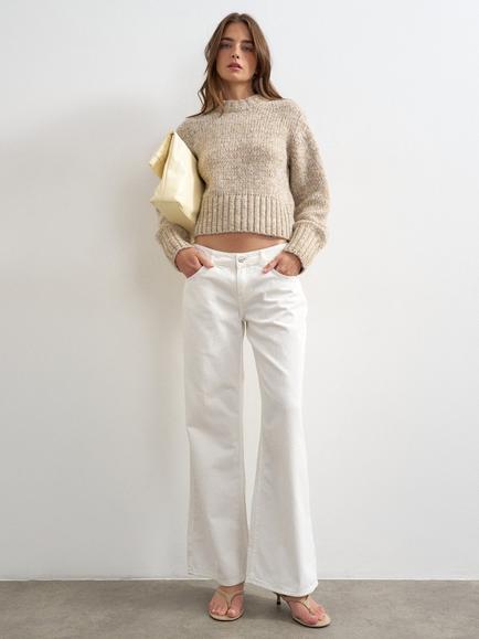 Topshop Pointelle Knit Jumper, Beige, Beige