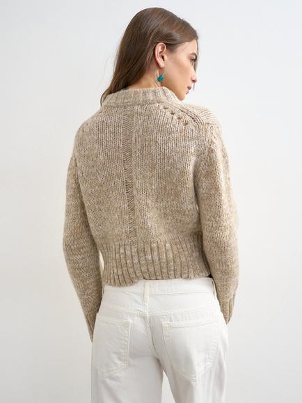 Topshop Pointelle Knit Jumper, Beige - view 2, Beige