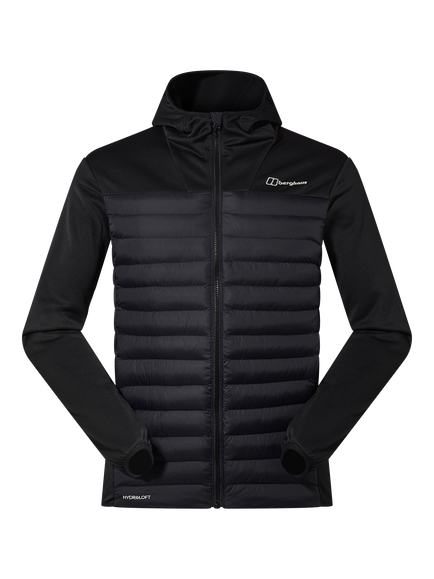 Berghaus Men's Hooded Hybrid Puffer Jacket, Jet Black, Jet Black
