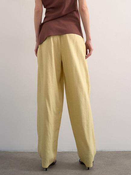 Topshop Linen Blend Barrel Leg Trousers - view 2, Yellow