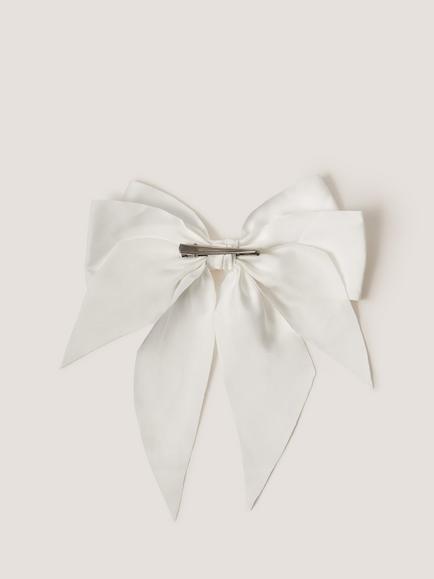 Monsoon Kids' Long Bow Hair Clip, Ivory - view 2, Ivory