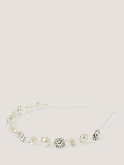 Monsoon Kids' Flower Jewel Headband, Silver, Silver