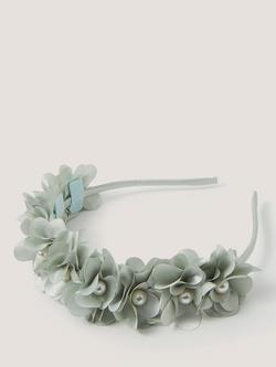 Monsoon Kids' Floral Pearl Bead Headband, Sage, Sage