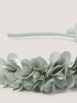 Monsoon Kids' Floral Pearl Bead Headband, Sage - view 2, Sage