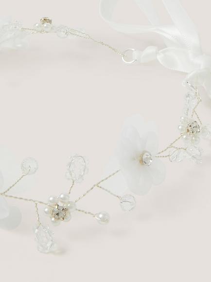 Monsoon Kids' Flower Hair Garland, Silver - view 2, Silver