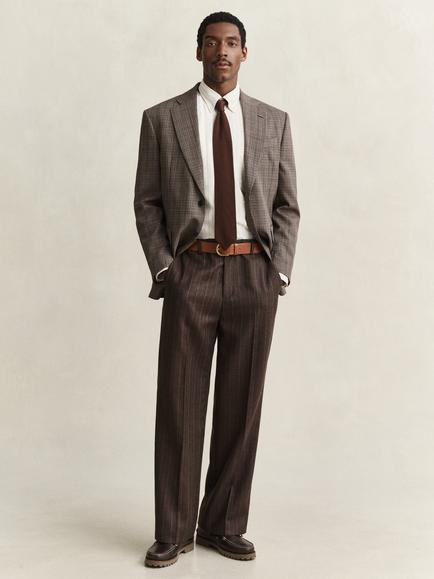 GANT Pinstripe Wool Trousers, Shadow Brown, Shadow Brown
