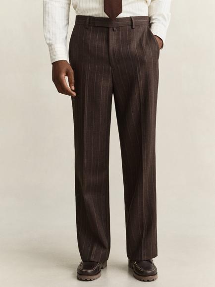 GANT Pinstripe Wool Trousers, Shadow Brown - view 2, Shadow Brown