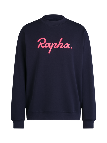 Rapha Logo Crew Neck Cotton Sweatshirt, Dark Navy/Pink