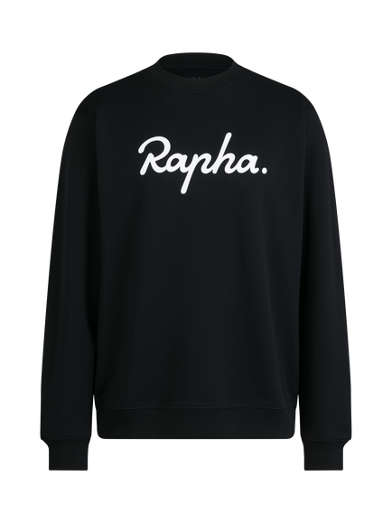 Rapha Logo Crew Neck Cotton Sweatshirt, Black/White