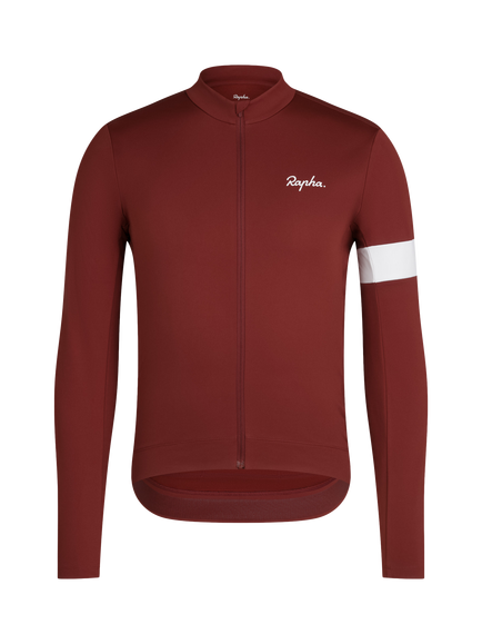 Rapha Men's Thermal Long Sleeve Jersey Top, Brick/White