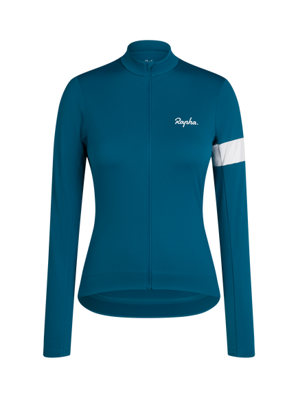 Rapha Thermal Long Sleeve Jersey Top, Slate Blue/White