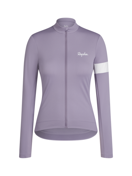 Rapha Thermal Long Sleeve Jersey Top, Lilac Grey/White
