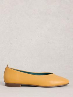 White Stuff Cheri Leather Ballet Flats, Yellow, Yellow