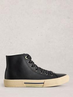 White Stuff Pippa Lace Up Hi-Top Leather Trainers, Pure, Pure
