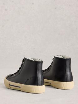 White Stuff Pippa Lace Up Hi-Top Leather Trainers, Pure - view 2, Pure