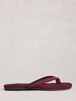 White Stuff Bay Suede Flip Flop Sandals, Dark Plum, Dark Plum