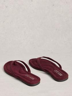 White Stuff Bay Suede Flip Flop Sandals, Dark Plum - view 2, Dark Plum