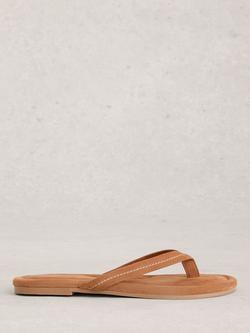 White Stuff Bay Suede Flip Flop Sandals, Tan, Tan