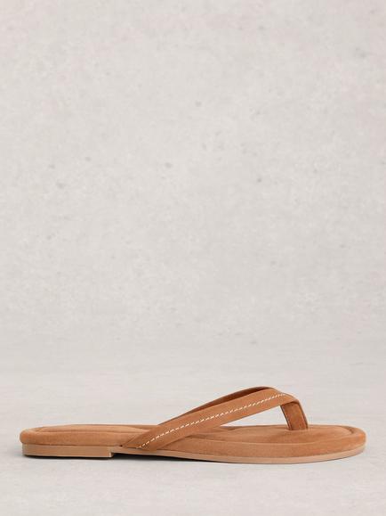 White Stuff Bay Suede Flip Flop Sandals, Tan, Tan