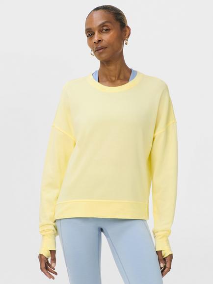 Sweaty Betty Cropped Boxy Sweatshirt, Chalk Yellow, Chalk Yellow