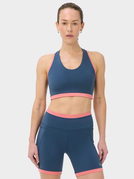 Sweaty Betty Power Colourblock Racer Bra, Indigo/Rose Pink, Indigo/Rose Pink