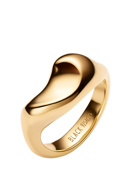Maria Black Biomorphic 3D Saddle Ring, Gold, Gold