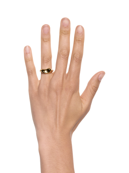 Maria Black Biomorphic 3D Saddle Ring, Gold - view 2, Gold