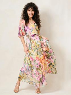 Hope & Ivy The Julia Petite Flutter Sleeve Maxi Wrap Dress, Multi - view 2, Multi