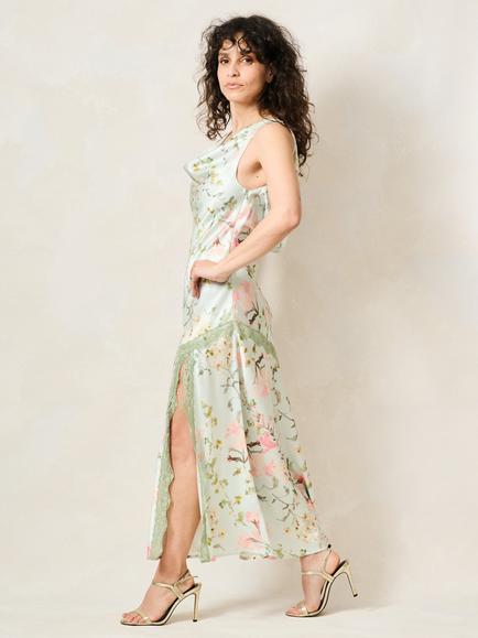 Hope & Ivy The Loralie Petite Cowl Neck Cami Maxi Dress, Green/Multi - view 2, Green/Multi