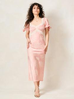 Hope & Ivy The Seren Petite Printed Puff Sleeve Satin Cami Dress, Light Pink, Light Pink