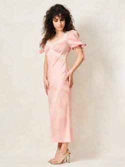 Hope & Ivy The Seren Petite Printed Puff Sleeve Satin Cami Dress, Light Pink - view 2, Light Pink