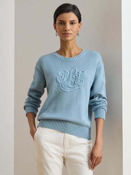 Lauren Ralph Lauren Embroidered Logo Jumper, Blue Note