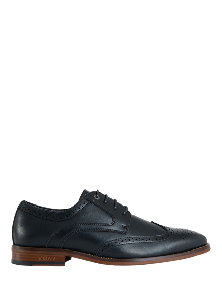 V.GAN Vegan Mocha Brogue Shoes, Black, Black