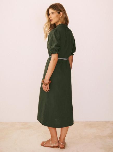 NRBY Shirley Cotton Double Cloth Dress, Khaki - view 2, Khaki