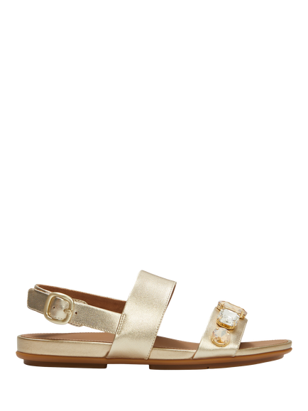 FitFlop Gracie Ultra-Jewel Leather Back Strap Sandals, Platino, Platino