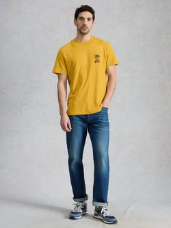 White Stuff Abersoch Cotton Regular Fit Short Sleeve Print T-Shirt, Yellow, Yellow