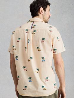 White Stuff Finsbury Cotton Regular Fit Palm Tree Shirt, Natural/Multi - view 2, Natural/Multi