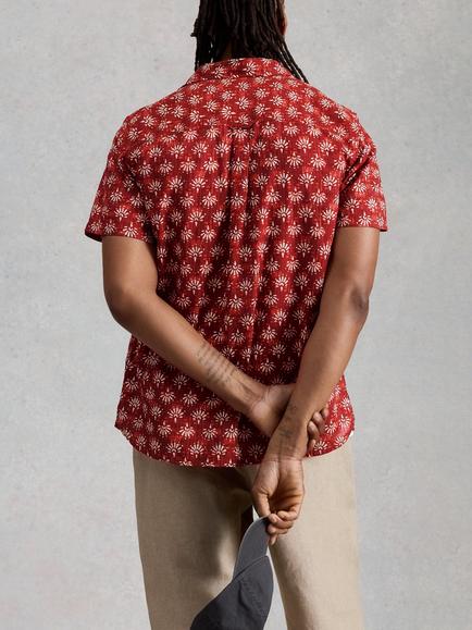White Stuff Finsbury Cotton Regular Fit Abstract Shirt, Red - view 2, Red