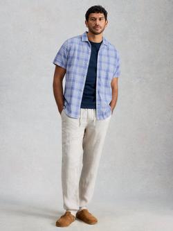 White Stuff Hayle Linen Blend Regular Fit Check Shirt, Blue/Multi, Blue/Multi