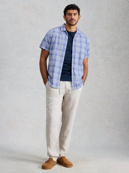 White Stuff Hayle Linen Blend Regular Fit Check Shirt, Blue/Multi, Blue/Multi