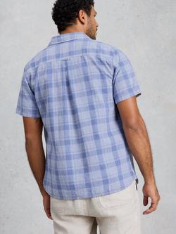White Stuff Hayle Linen Blend Regular Fit Check Shirt, Blue/Multi - view 2, Blue/Multi
