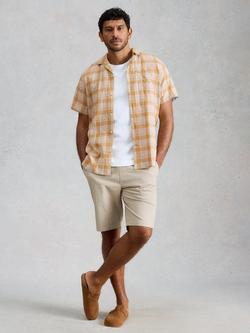 White Stuff Hayle Linen Blend Regular Fit Check Shirt, Yellow, Yellow