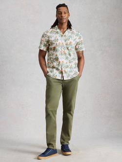 White Stuff Hayle Cotton Regular Fit Palm Print Shirt, White, White