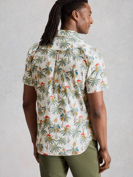 White Stuff Hayle Cotton Regular Fit Palm Print Shirt, White - view 2, White